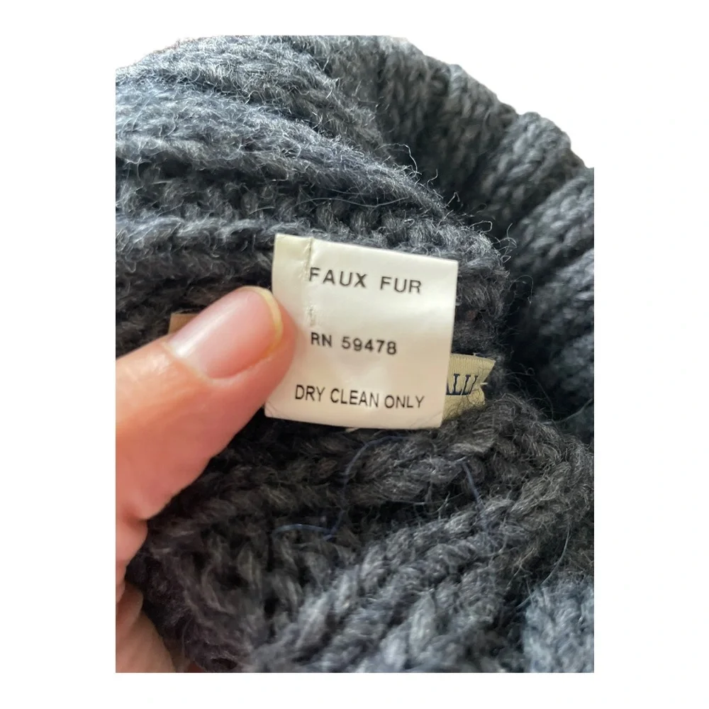 fratellitalli  Alpaca Wool Blend Knit Winter Hat Faux Fur Pom Pom